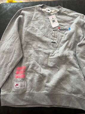 Nike Grey Crewneck Sweatshirt with Pink and Blue Accents